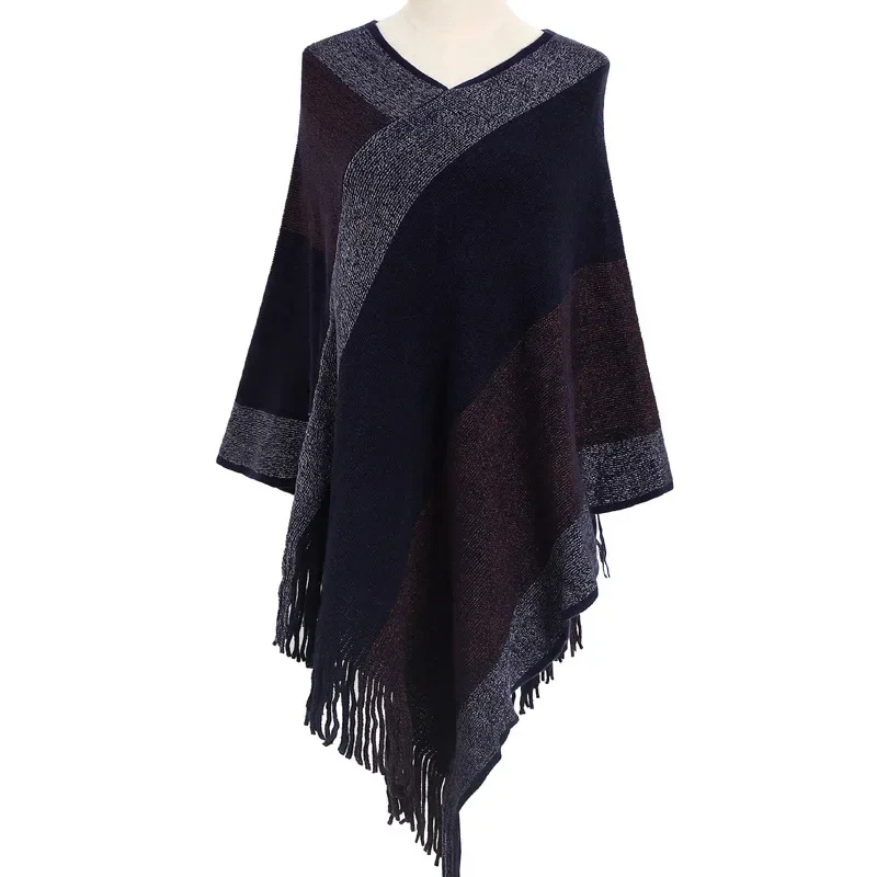 2025 New Autumn Winter Warm Cape Color Silk Thread Over knitted Cape Tassel Cape Lady Stripe Ponchos P5
2025 New Autumn Winter Warm Cape Color Silk Thread Over knitted Cape Tassel Cape Lady Stripe Ponchos P5