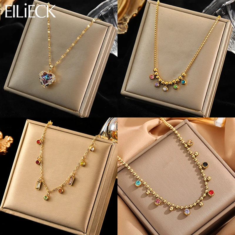 EILIECK 316L Stainless Steel Colorful Crystal Zirconia Charm Necklace For Women Fashion Waterproof Neck Chain Jewelry Gift
EILIECK 316L Stainless Steel Colorful Crystal Zirconia Charm Necklace For Women Fashion Waterproof Neck Chain Jewelry Gift