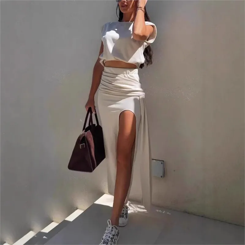 2025 Fashion Summer Long Skirt Set For Women High Waist Side Split Patchwork Solid Streetwear Lady Sexy Y2k Mid-Calf Dress Suits
2025 Fashion Summer Long Skirt Set For Women High Waist Side Split Patchwork Solid Streetwear Lady Sexy Y2k Mid-Calf Dress Suits