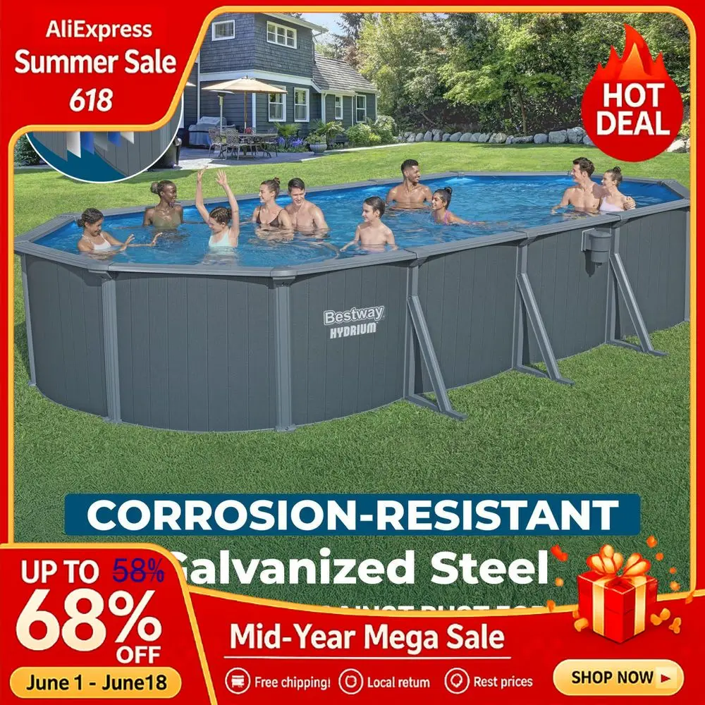 24 x 12 x 52 Above Ground Pool, Oval Steel Side Wall Frame Outdoor Swimming Pool Set with Sand Filter Pump, Polys Custom
24 x 12 x 52 Above Ground Pool, Oval Steel Side Wall Frame Outdoor Swimming Pool Set with Sand Filter Pump, Polys Custom