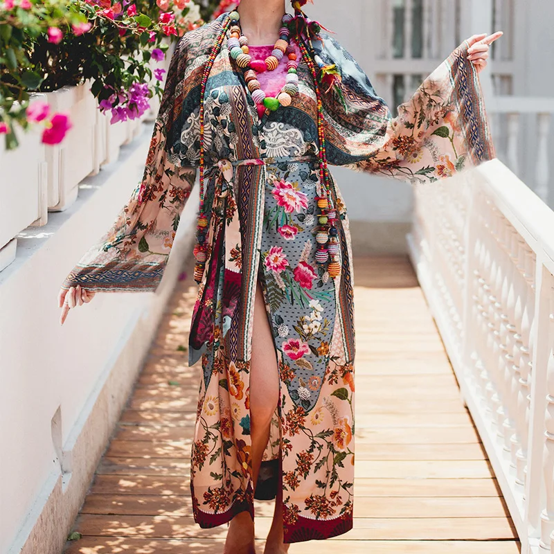 SuperChic Maxi kimono floral Print Long Kimono blouse Bohemian Sashes Loose long summer Blouse Beach kaftan cover up
SuperChic Maxi kimono floral Print Long Kimono blouse Bohemian Sashes Loose long summer Blouse Beach kaftan cover up