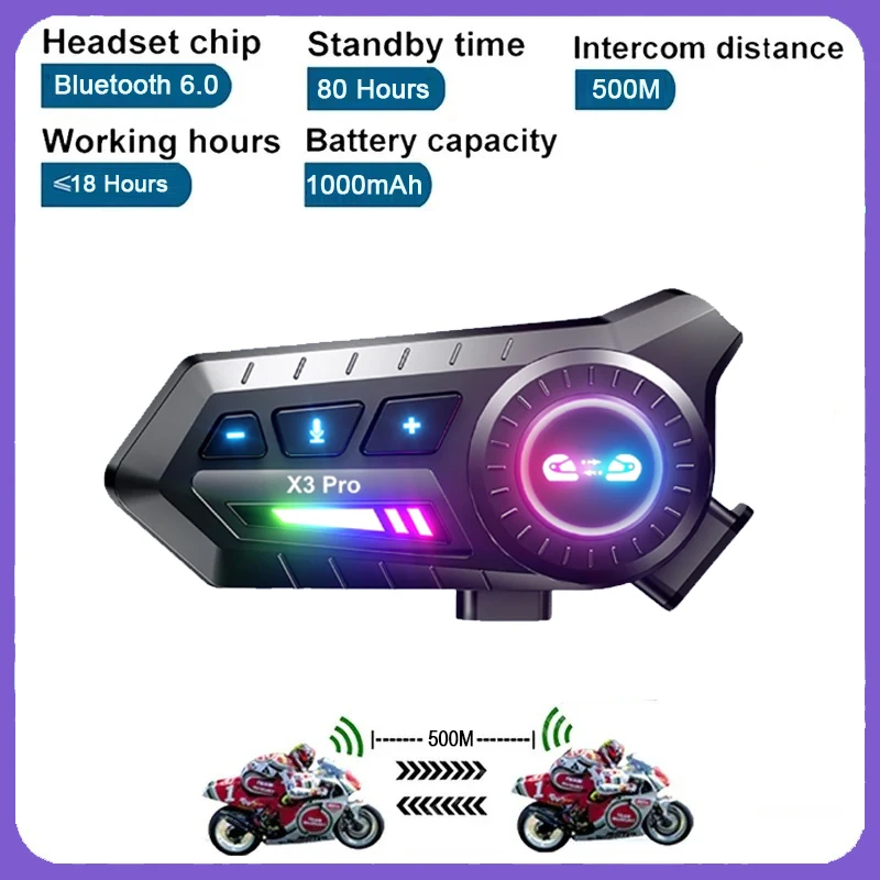 1/2 шт. X3 Pro мотоциклетный шлем домофон BT6.0 гарнитура водонепроницаемая 500 м Intercomunicador динамик с FM-радио обмена музыки 
1/2 шт. X3 Pro мотоциклетный шлем домофон BT6.0 гарнитура водонепроницаемая 500 м Intercomunicador динамик с FM-радио обмена музыки