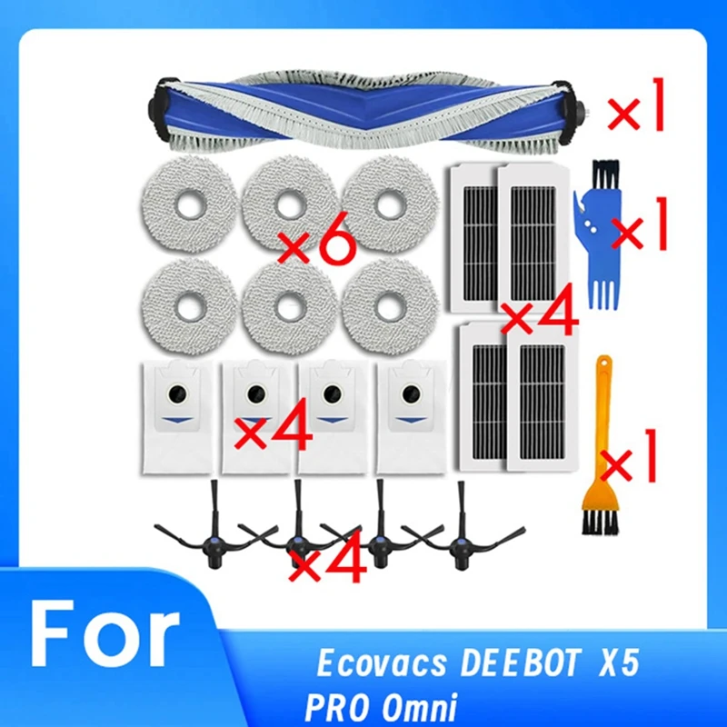 Replacement Parts For Ecovacs DEEBOT X5 PRO Omni Robot Vacuum Cleaner Roller Side Brush HEPA Filter Mop Pad Dust Bag 
Replacement Parts For Ecovacs DEEBOT X5 PRO Omni Robot Vacuum Cleaner Roller Side Brush HEPA Filter Mop Pad Dust Bag