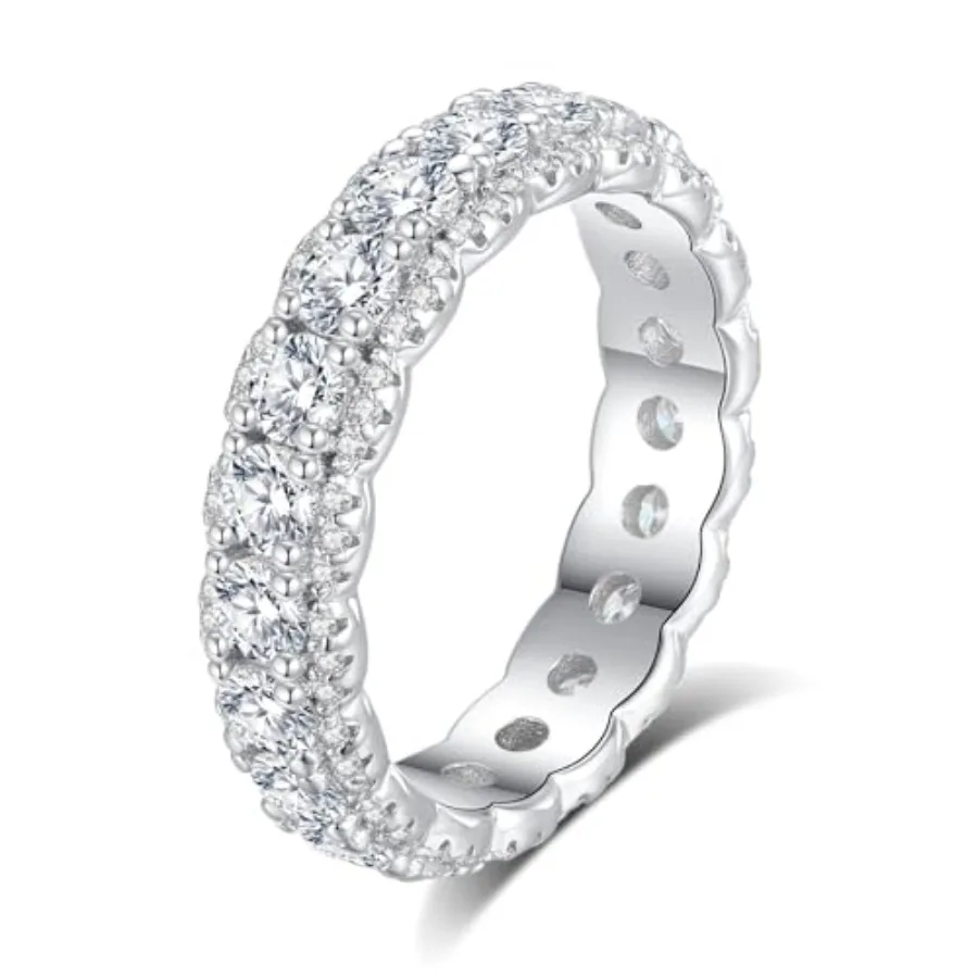 Moissanite Eternity Ring for Women Round Cut D Color VVS1 Moissanite Wedding Band, S925 Sterling Silver 18K White Gold Plated P
Moissanite Eternity Ring for Women Round Cut D Color VVS1 Moissanite Wedding Band, S925 Sterling Silver 18K White Gold Plated P