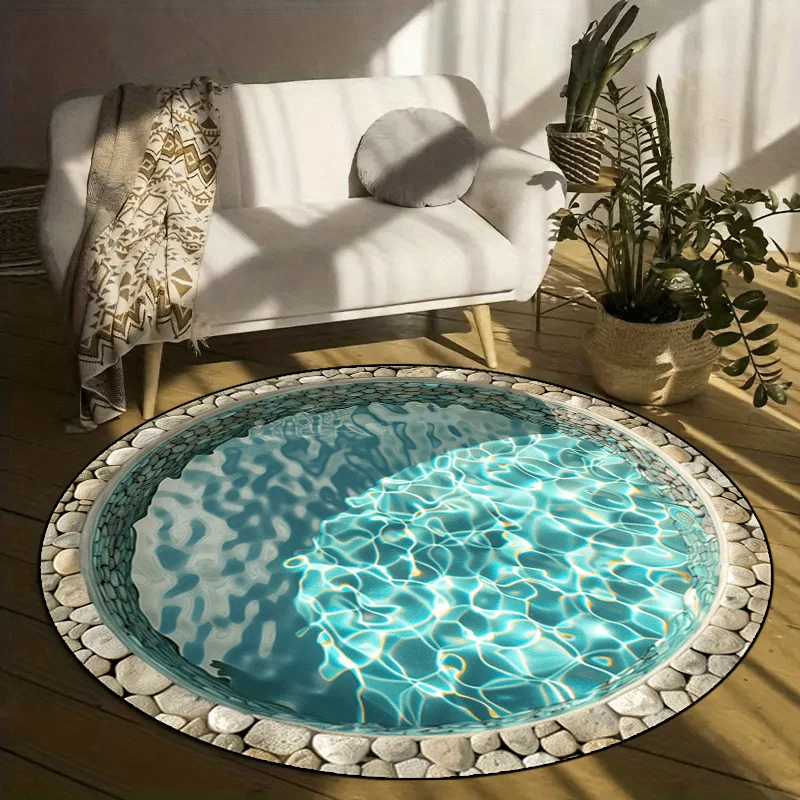 3D Blue Swimming Pool Water Surface Print Round Rug, Non-Slip Soft Floor Mat for Living Room Bedroom Game Room Kids Room Home
3D Blue Swimming Pool Water Surface Print Round Rug, Non-Slip Soft Floor Mat for Living Room Bedroom Game Room Kids Room Home