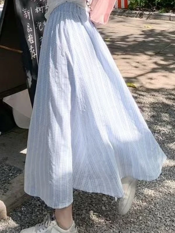 Синяя клетчатая юбка-миди трапециевидной формы с высокой талией, летняя повседневная юбка-зонтик Fairy T Forest System для похудения, большая расклешенная юбка-зонтик
Синяя клетчатая юбка-миди трапециевидной формы с высокой талией, летняя повседневная юбка-зонтик Fairy T Forest System для похудения, большая расклешенная юбка-зонтик