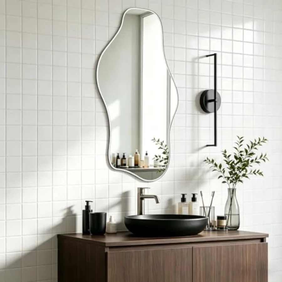 Irregular Frameless Mirror, 35.8"x17.7" Asymmetrical Tempe Glass Mirror, Modern Abstract Wall Mirrors for Living Room Bedroom H
Irregular Frameless Mirror, 35.8"x17.7" Asymmetrical Tempe Glass Mirror, Modern Abstract Wall Mirrors for Living Room Bedroom H