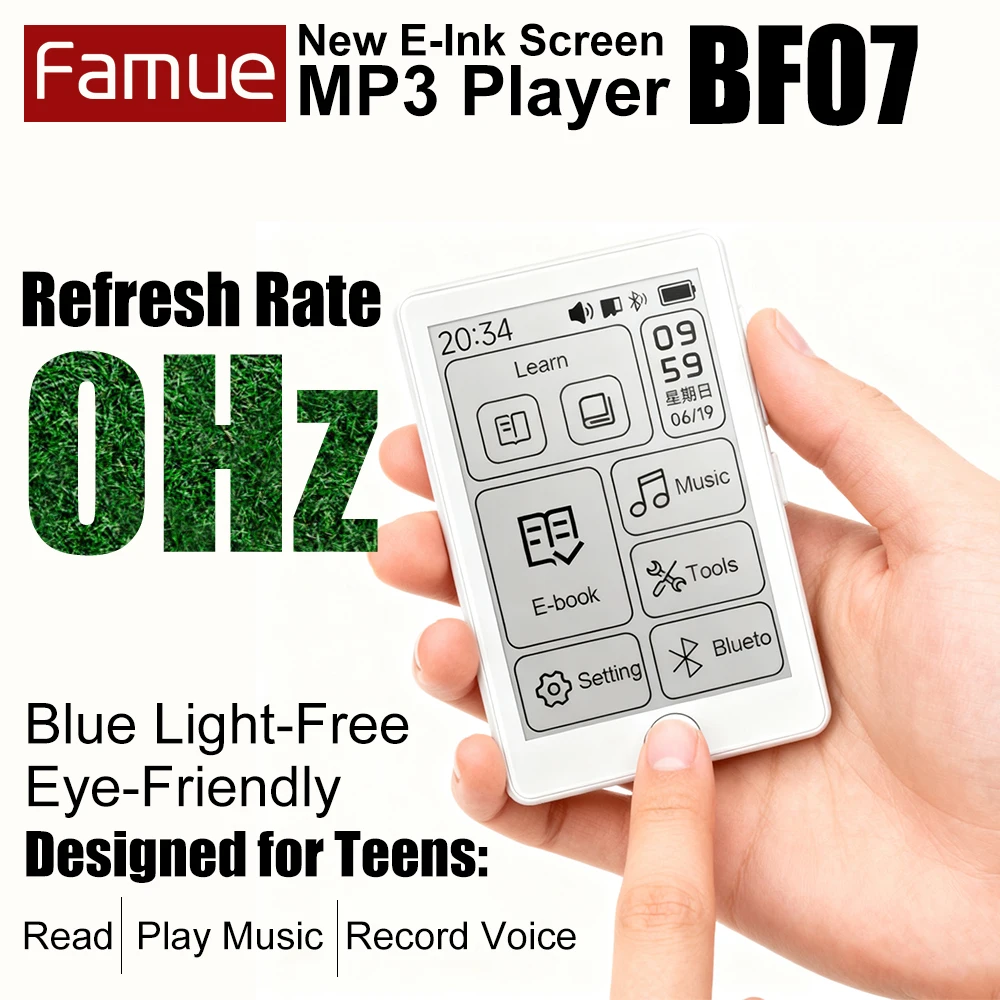 【64G】Famue Mini 2.7" E Ink MP3 Player 0Hz Refresh Blue Light Free Bluetooth 5.3 Loudspeaker Lossless Student Christmas Gift
【64G】Famue Mini 2.7" E Ink MP3 Player 0Hz Refresh Blue Light Free Bluetooth 5.3 Loudspeaker Lossless Student Christmas Gift