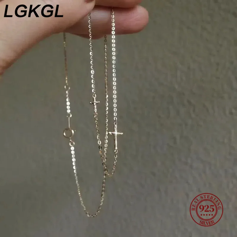LGKGL Ladies Cross Necklace S925 Sterling Silver Geometric Collar Chain Exquisite and Small Foldable Necklace Wedding Jewelry
LGKGL Ladies Cross Necklace S925 Sterling Silver Geometric Collar Chain Exquisite and Small Foldable Necklace Wedding Jewelry