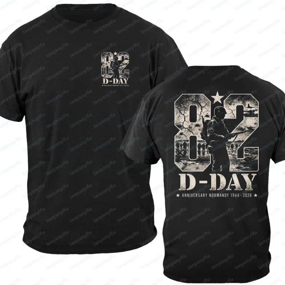 82nd Anniversary D-Day Normandy Landing 2026 T-Shirt Men's Soldier Silhouette 1944-2026 Double-Sided Print Cotton Casual Tops
82nd Anniversary D-Day Normandy Landing 2026 T-Shirt Men's Soldier Silhouette 1944-2026 Double-Sided Print Cotton Casual Tops