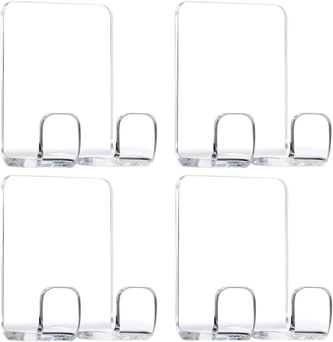 Clear Adhesive Hooks for Shower, Razor, Towel, Phone - 4 Pack, Waterproof, No Tools
Clear Adhesive Hooks for Shower, Razor, Towel, Phone - 4 Pack, Waterproof, No Tools