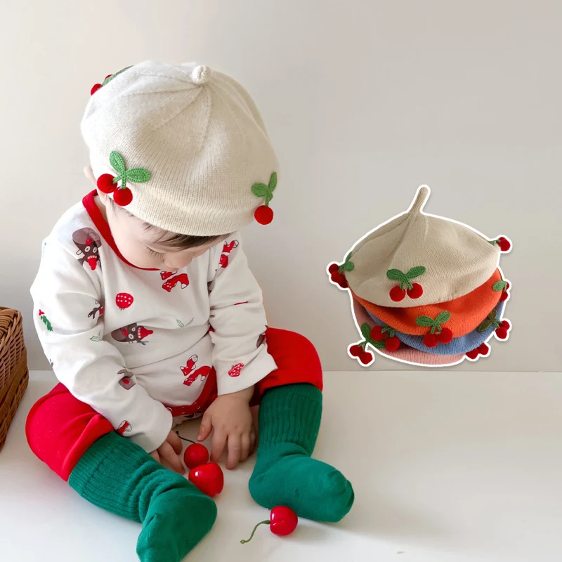 Cute Cherry Baby Beret Hat Autumn Winter Warm Knitted Cap for Toddler Boy Girl Solid Color Sweet Kids Painter Caps
Cute Cherry Baby Beret Hat Autumn Winter Warm Knitted Cap for Toddler Boy Girl Solid Color Sweet Kids Painter Caps