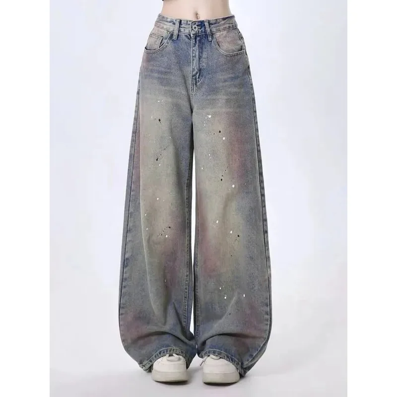 Women's Spring and Autumn American Street Dirty Dyed Splash Ink Design Wasteland Style Casual Versatile Straight Jeans
Women's Spring and Autumn American Street Dirty Dyed Splash Ink Design Wasteland Style Casual Versatile Straight Jeans