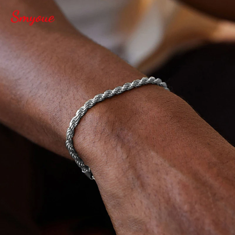Smyoue New Water Ripple Rock Hip-hop Bracelets for Men Twisted Chain 100% Real S925 Silver Fine Jewerly Party Wedding Gifts
Smyoue New Water Ripple Rock Hip-hop Bracelets for Men Twisted Chain 100% Real S925 Silver Fine Jewerly Party Wedding Gifts