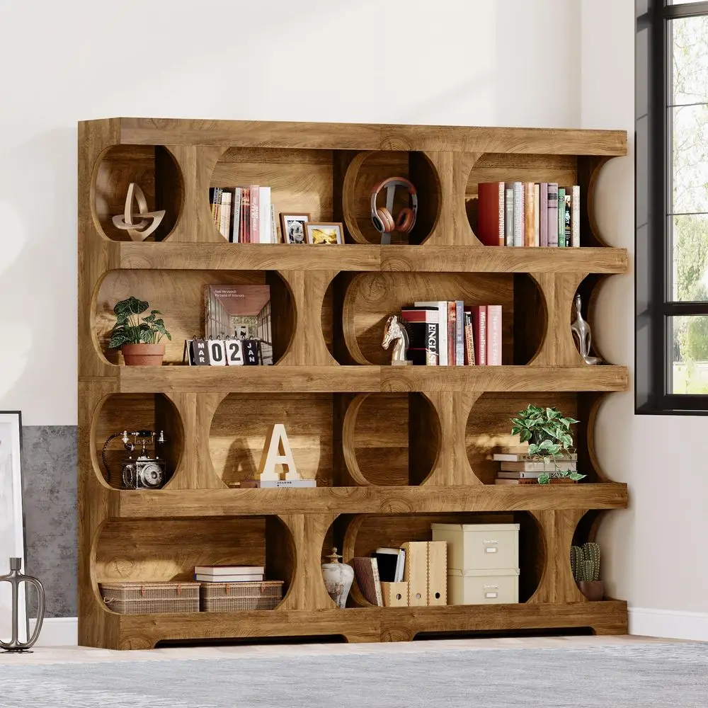 71 Tall Bookcase Set of 2, 4Tier SShaped Bookshelf, Wood Decorative Storage Shelving, Modern Freestanding Display Shelves, Larg
71 Tall Bookcase Set of 2, 4Tier SShaped Bookshelf, Wood Decorative Storage Shelving, Modern Freestanding Display Shelves, Larg