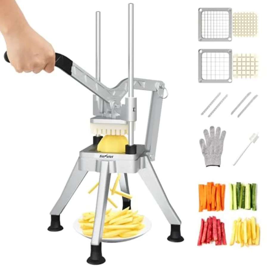 Commercial French Fry Cutter with 1/2 Inch and 3/8 Inch Blade Heavy Duty Potato Slicer Stainless Steel Potatoes Cutter for Rest
Commercial French Fry Cutter with 1/2 Inch and 3/8 Inch Blade Heavy Duty Potato Slicer Stainless Steel Potatoes Cutter for Rest