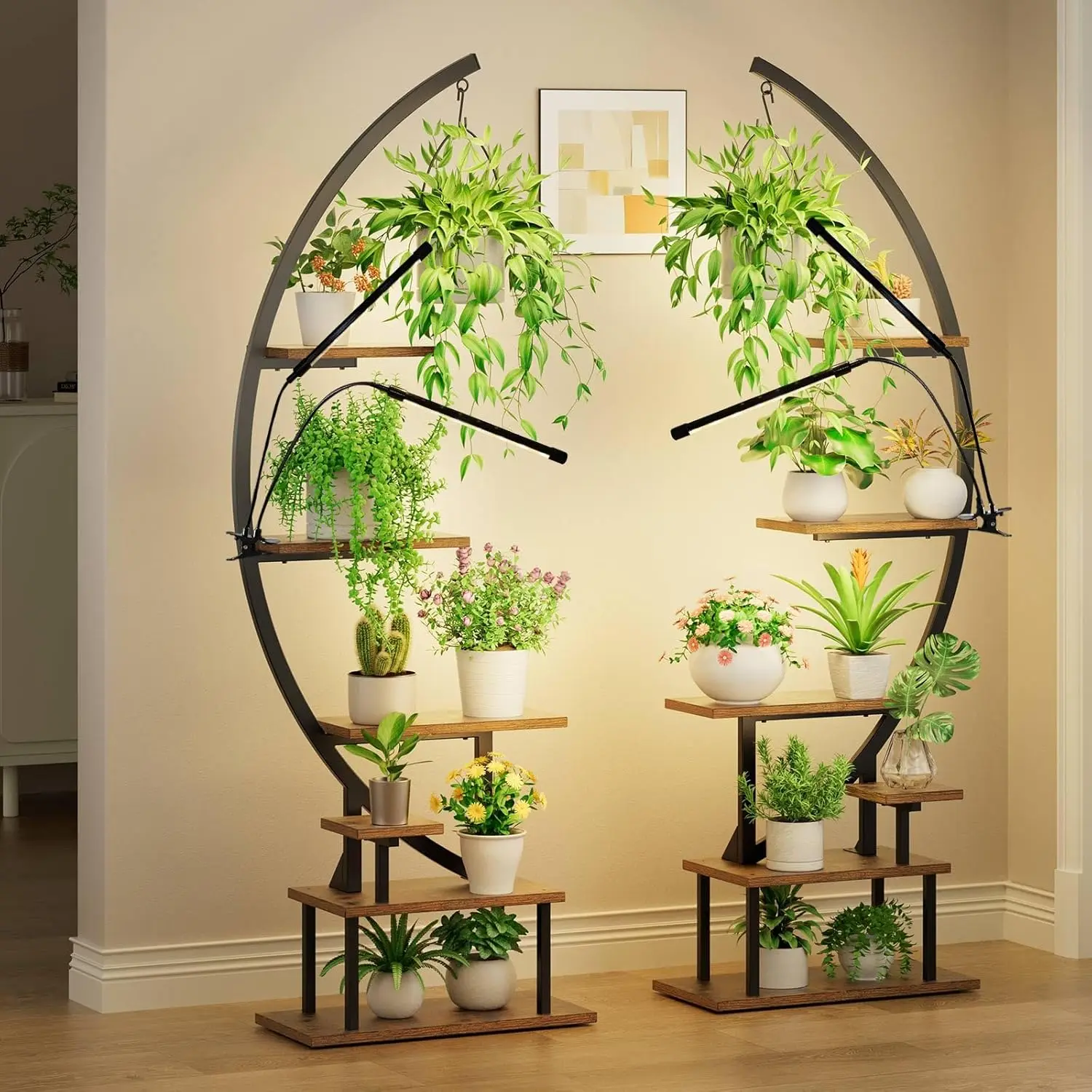 7-Tier Indoor Plant Stand with Adjustable Grow Lights, Half-Moon Design for Living Room or Balcony, Black (2 Pack)
7-Tier Indoor Plant Stand with Adjustable Grow Lights, Half-Moon Design for Living Room or Balcony, Black (2 Pack)