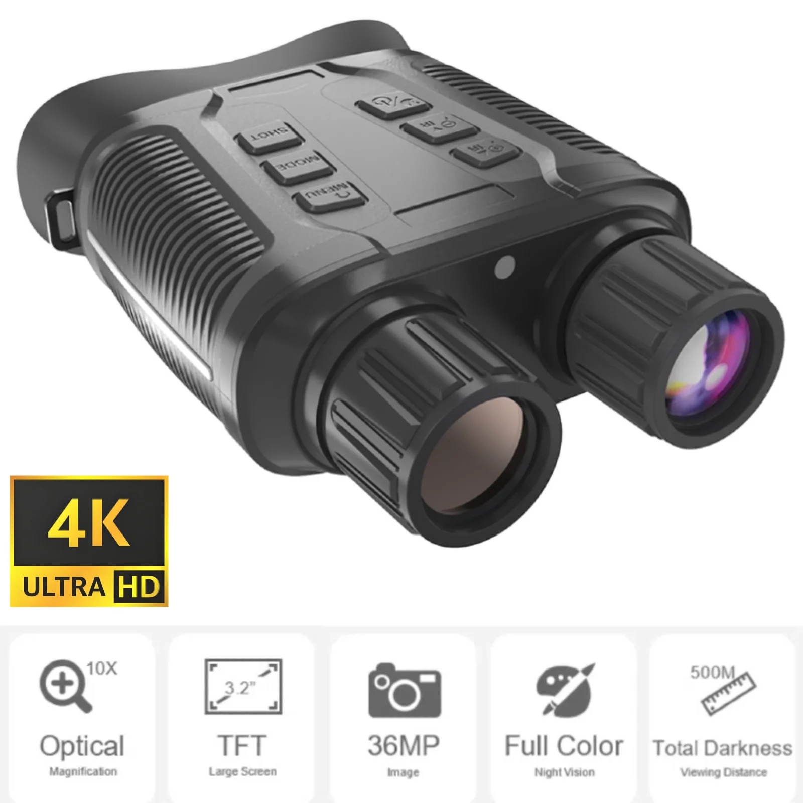 4K Night Vision full Color 36MP Video Record Telescope Trail camera 10X Optical 8X Zoom 500M Infrared binoculars for Hunting
4K Night Vision full Color 36MP Video Record Telescope Trail camera 10X Optical 8X Zoom 500M Infrared binoculars for Hunting