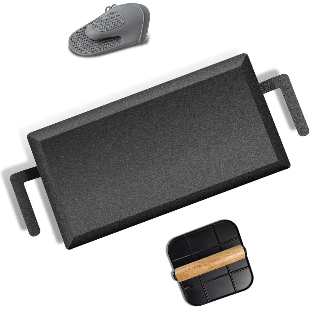 Pre-seasoned Nitride Coated Large Carbon Steel Griddle, Compatible with Gas Grills, Stoves, Ovens, and Double Burners, Includes
Pre-seasoned Nitride Coated Large Carbon Steel Griddle, Compatible with Gas Grills, Stoves, Ovens, and Double Burners, Includes