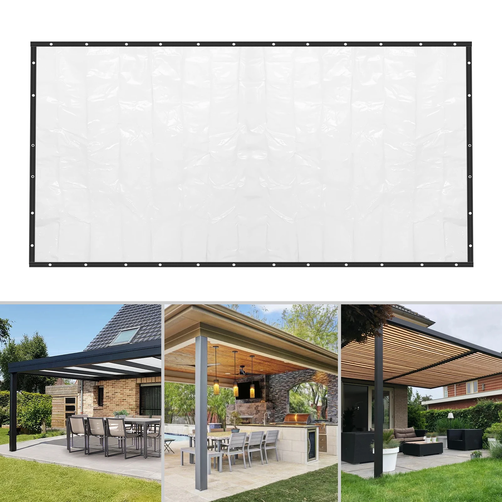 Black 16*8ft PVC Rainproof Tarpaulin, Reusable Weatherproof PVC Tarpaulin, High Toughness Foldable PVC Cover Heat-sealed Double Hemming for Patio Pergola Camping Equipment Storage
Black 16*8ft PVC Rainproof Tarpaulin, Reusable Weatherproof PVC Tarpaulin, High Toughness Foldable PVC Cover Heat-sealed Double Hemming for Patio Pergola Camping Equipment Storage
