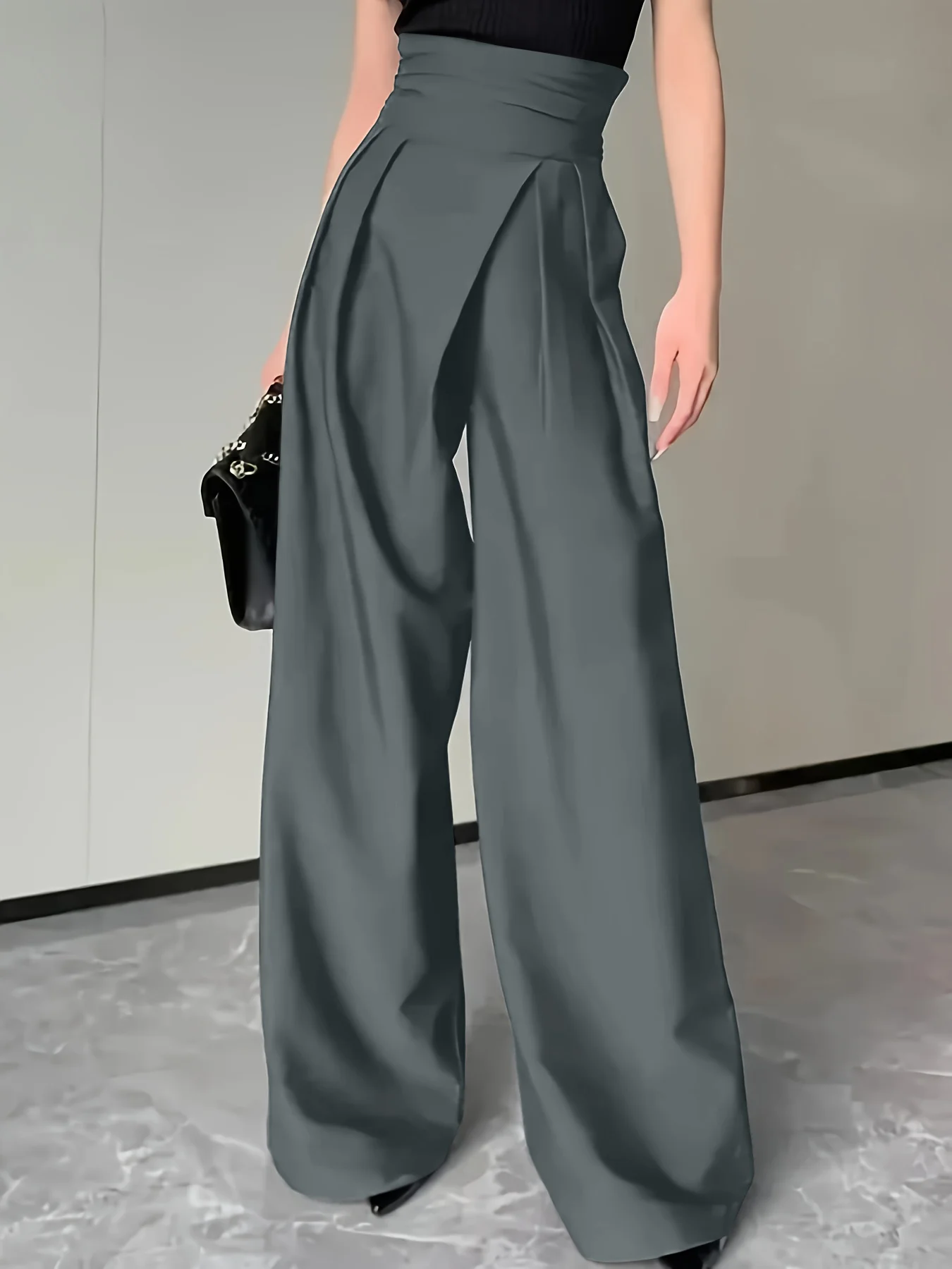 Women's Grey High Waist Wide Leg Suit Pants Pleated Wrap Waist Flowy Palazzo Pants Fashion Spring Summer Office Daily Trousers
Women's Grey High Waist Wide Leg Suit Pants Pleated Wrap Waist Flowy Palazzo Pants Fashion Spring Summer Office Daily Trousers