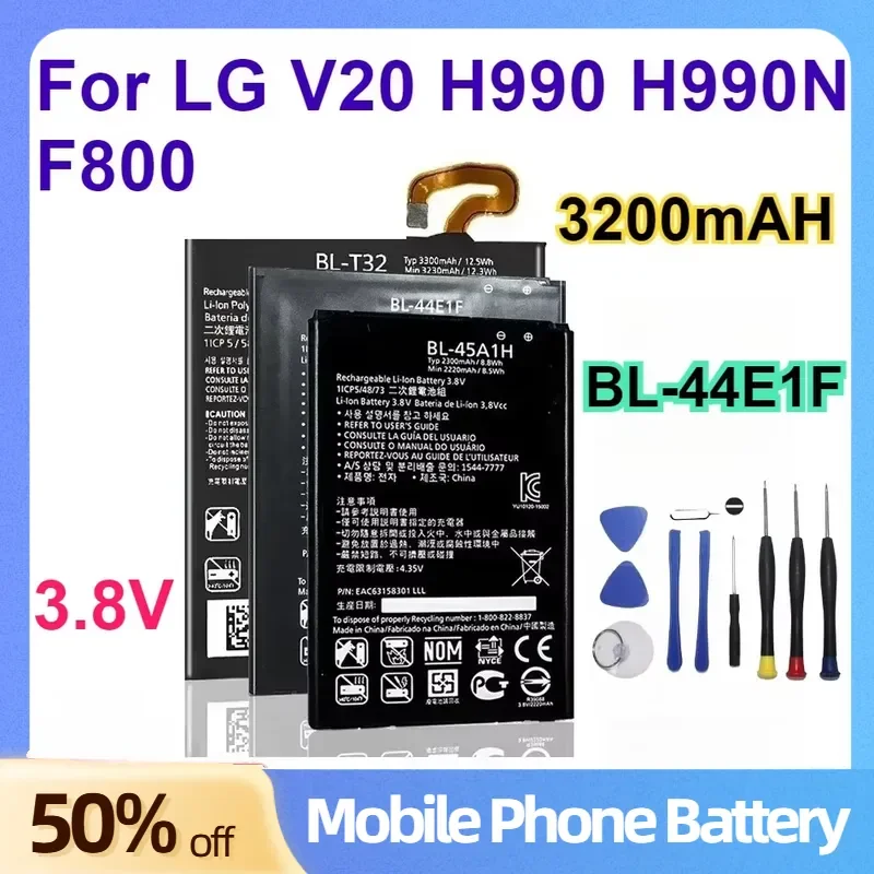 Zero Cycles BL-44E1F 3200mah Battery for LG V20 H990 H990N F800 Mobile Phone Battery Long Life High-Performance Batteries
Zero Cycles BL-44E1F 3200mah Battery for LG V20 H990 H990N F800 Mobile Phone Battery Long Life High-Performance Batteries