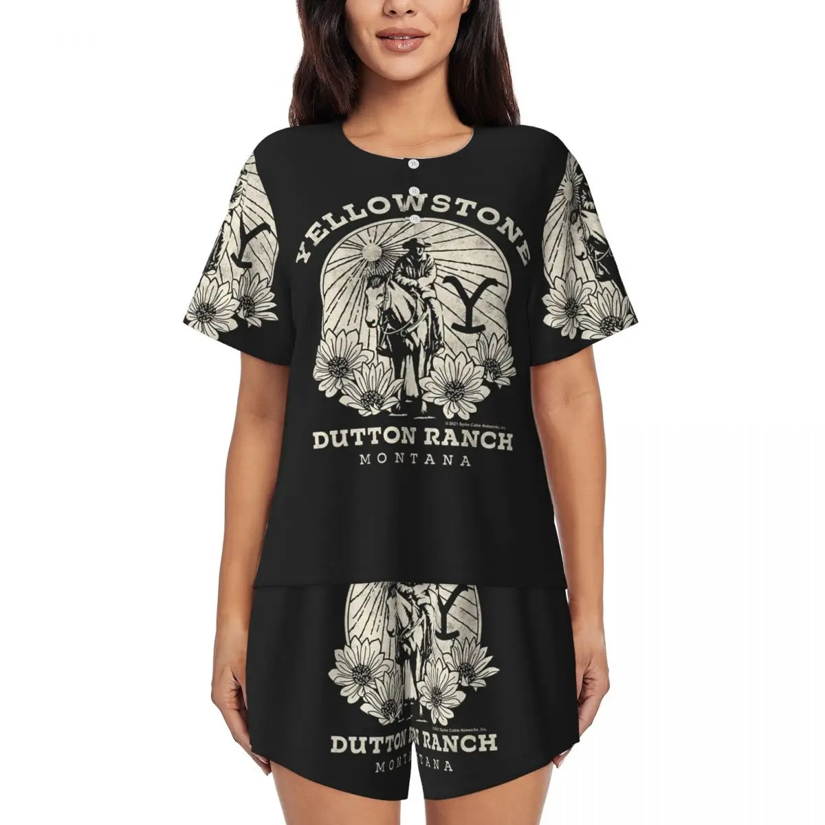 Yellowstone Dutton Ranch Round Neck Short Sleeve Nightgowns for Sleeping Sleepshirts Women Soft Pajama Set Short Pants
Yellowstone Dutton Ranch Round Neck Short Sleeve Nightgowns for Sleeping Sleepshirts Women Soft Pajama Set Short Pants