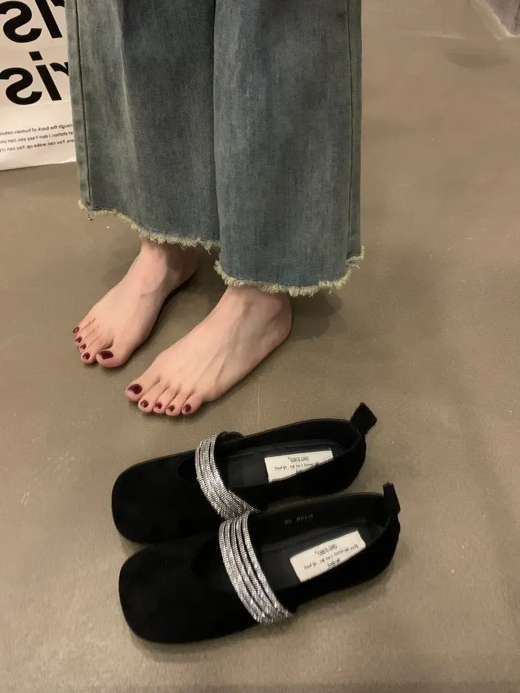 French Soft Square Toe Ballet Mary Jane Flats Women Rhinestone Strap Low Cut Versatile Daily Spring Fall 2026
French Soft Square Toe Ballet Mary Jane Flats Women Rhinestone Strap Low Cut Versatile Daily Spring Fall 2026