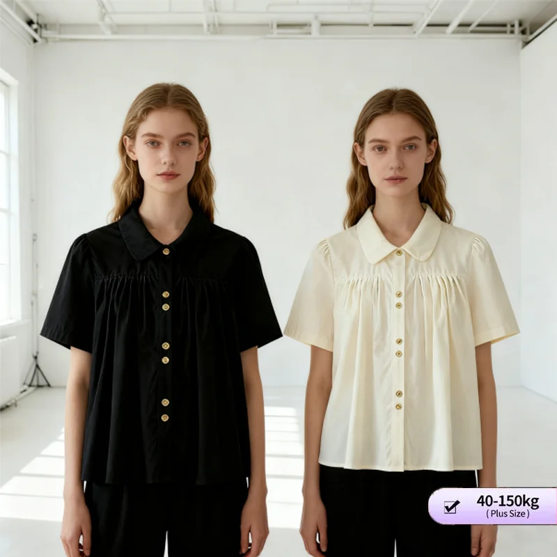 Французская плиссированная блузка больших размеров (40–150 кг), элегантная женская рубашка на пуговицах с короткими рукавами, свободные шикарные летние топы
Французская плиссированная блузка больших размеров (40–150 кг), элегантная женская рубашка на пуговицах с короткими рукавами, свободные шикарные летние топы