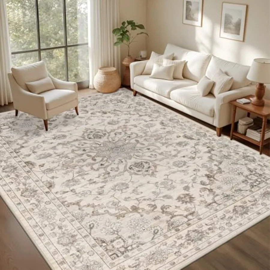Living Room Area Rug: Washable Vintage Distressed Floral Rug in Brown Beige No-Slip, Stain-Resistant, Soft Indoor Carpet for Be
Living Room Area Rug: Washable Vintage Distressed Floral Rug in Brown Beige No-Slip, Stain-Resistant, Soft Indoor Carpet for Be