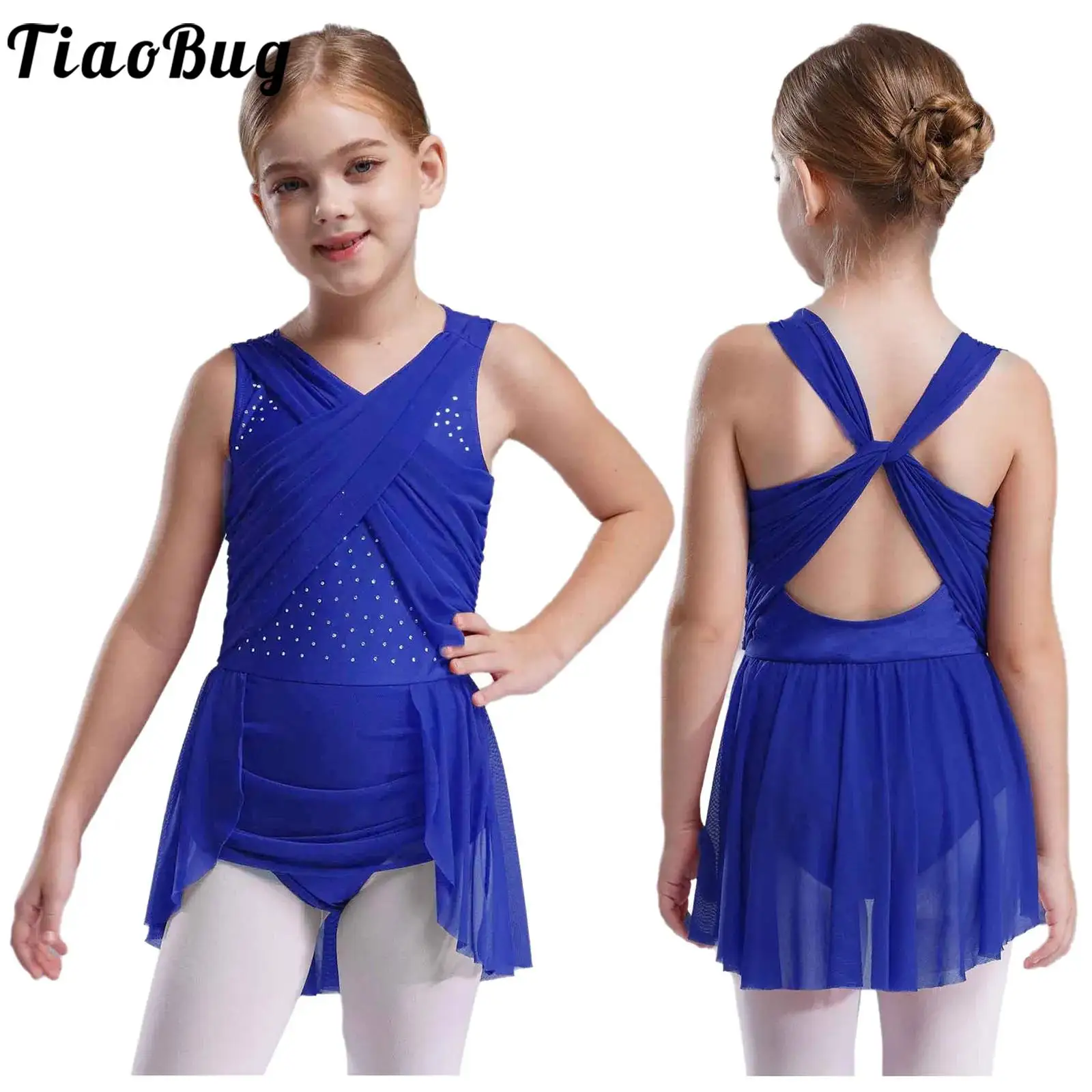 Kids Girls Lyrical Dance Dress Glitter Rhinestones Figure Skating Performance Costume Cross Back Mesh Overlay Irregular Dress
Kids Girls Lyrical Dance Dress Glitter Rhinestones Figure Skating Performance Costume Cross Back Mesh Overlay Irregular Dress