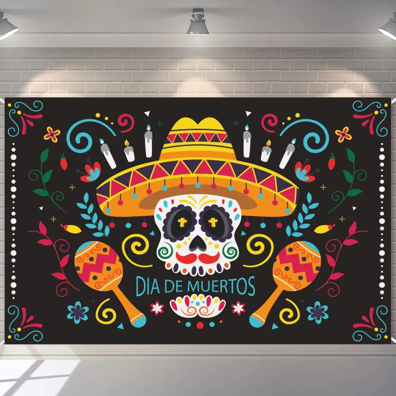 Mexican Day of The Dead Background Cloth Horror Theme Party Decoration Hanging Flag Day of The Dead Banner Halloween Decoration
Mexican Day of The Dead Background Cloth Horror Theme Party Decoration Hanging Flag Day of The Dead Banner Halloween Decoration