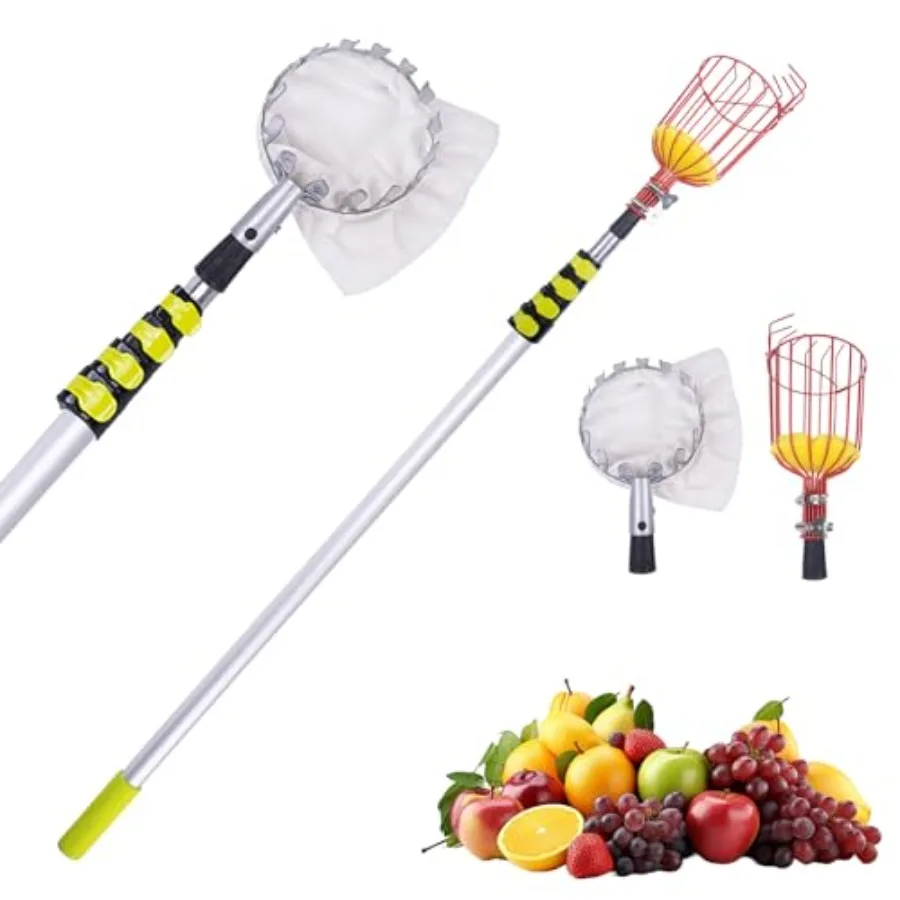 20FT Telescopic Fruit Picker with Wire and Woven Basket Adjustable 4.6-20FT Pole Ideal for Apples Mangoes Plums Stainless Steel
20FT Telescopic Fruit Picker with Wire and Woven Basket Adjustable 4.6-20FT Pole Ideal for Apples Mangoes Plums Stainless Steel