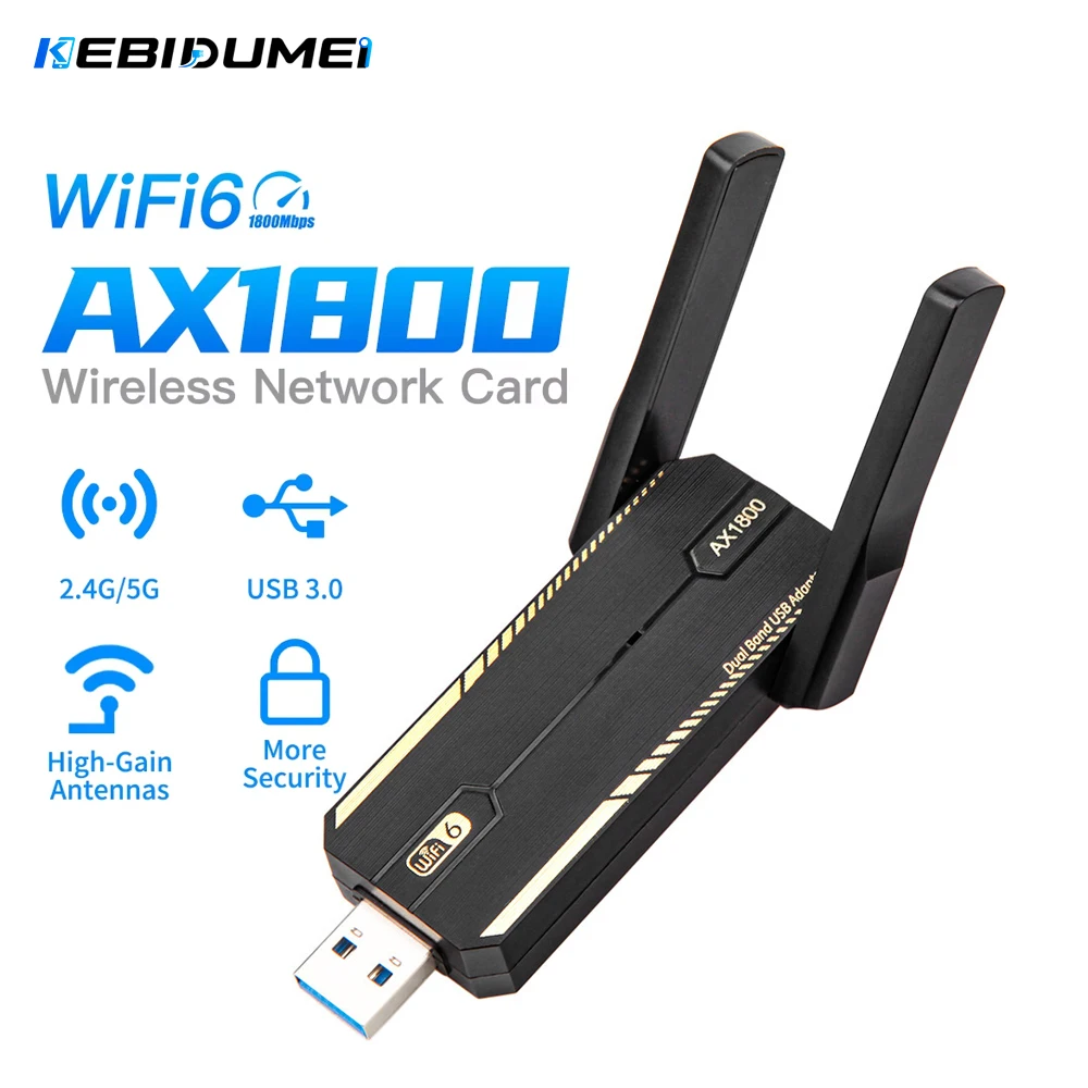 KEBIDUMEI 1800Mbps WiFi 6 USB Dongle Receiver Dual Band 2.4G/5G Wireless Network Card USB 3.0 WIFI Adapter Win 10 11 Driver Free
KEBIDUMEI 1800Mbps WiFi 6 USB Dongle Receiver Dual Band 2.4G/5G Wireless Network Card USB 3.0 WIFI Adapter Win 10 11 Driver Free