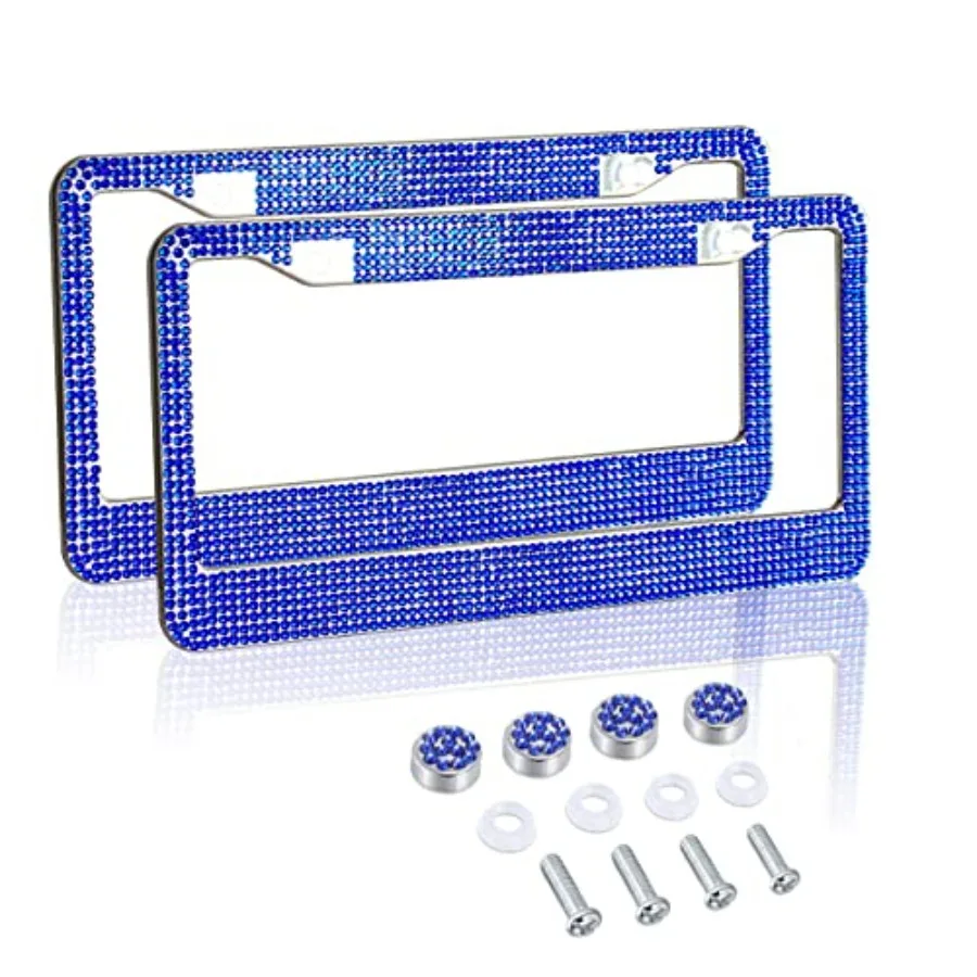 2 Pack License Plate Frames: Stainless Steel Handcrafted Sapphire Bling Rhinestone Car Plate Frame with 4pcs Crystal Screw Caps
2 Pack License Plate Frames: Stainless Steel Handcrafted Sapphire Bling Rhinestone Car Plate Frame with 4pcs Crystal Screw Caps