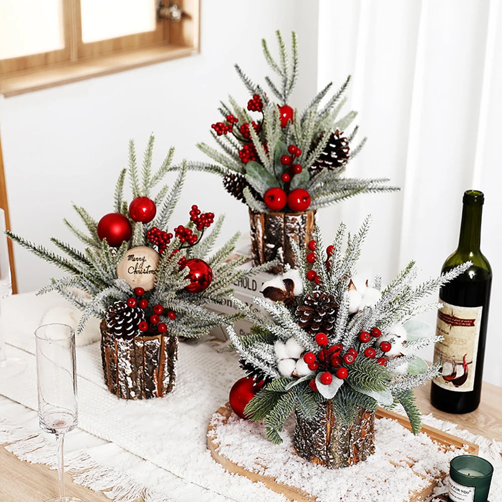 Mini Tabletop Xmas Tree Mini Wooden Potted Artificial Tree Ornaments with Red Berries for Table Office/Home Decoration
Mini Tabletop Xmas Tree Mini Wooden Potted Artificial Tree Ornaments with Red Berries for Table Office/Home Decoration