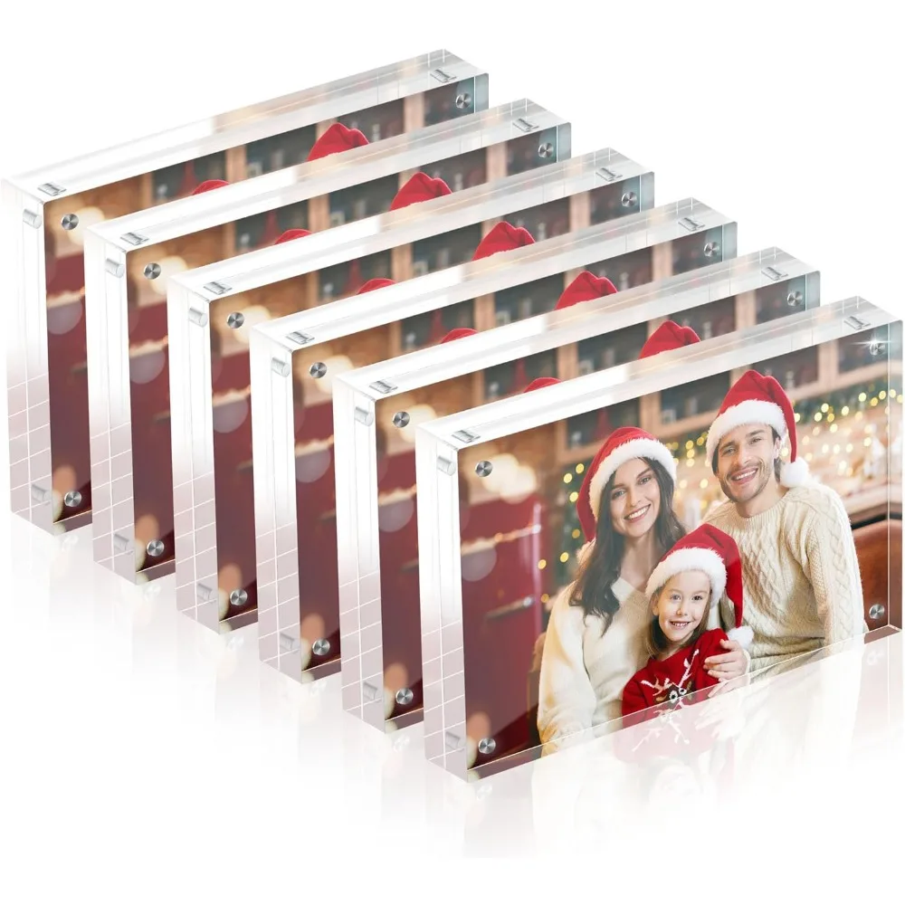 Set of 6 Double Sided Magnetic Acrylic Photo Frames 4x6 Clear Desktop Display for Home or Office
Set of 6 Double Sided Magnetic Acrylic Photo Frames 4x6 Clear Desktop Display for Home or Office