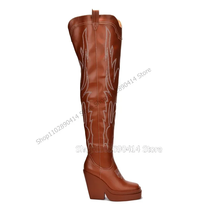 Brown Sewing Totem Design Square Toe Boots Side Zipper Women Shoes Strange Style Heels Fashion Runway 2023 Zapatos Para Mujere
Brown Sewing Totem Design Square Toe Boots Side Zipper Women Shoes Strange Style Heels Fashion Runway 2023 Zapatos Para Mujere