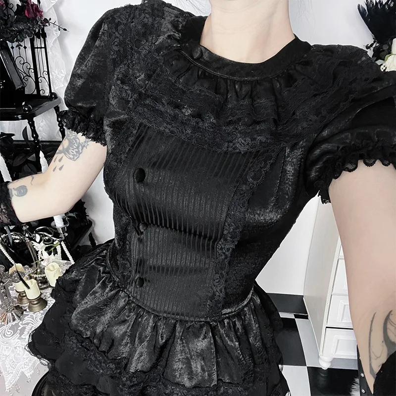 Lace Bubble Sleeve Top New Gothic Sexy Babes Versatile Top Women
Lace Bubble Sleeve Top New Gothic Sexy Babes Versatile Top Women