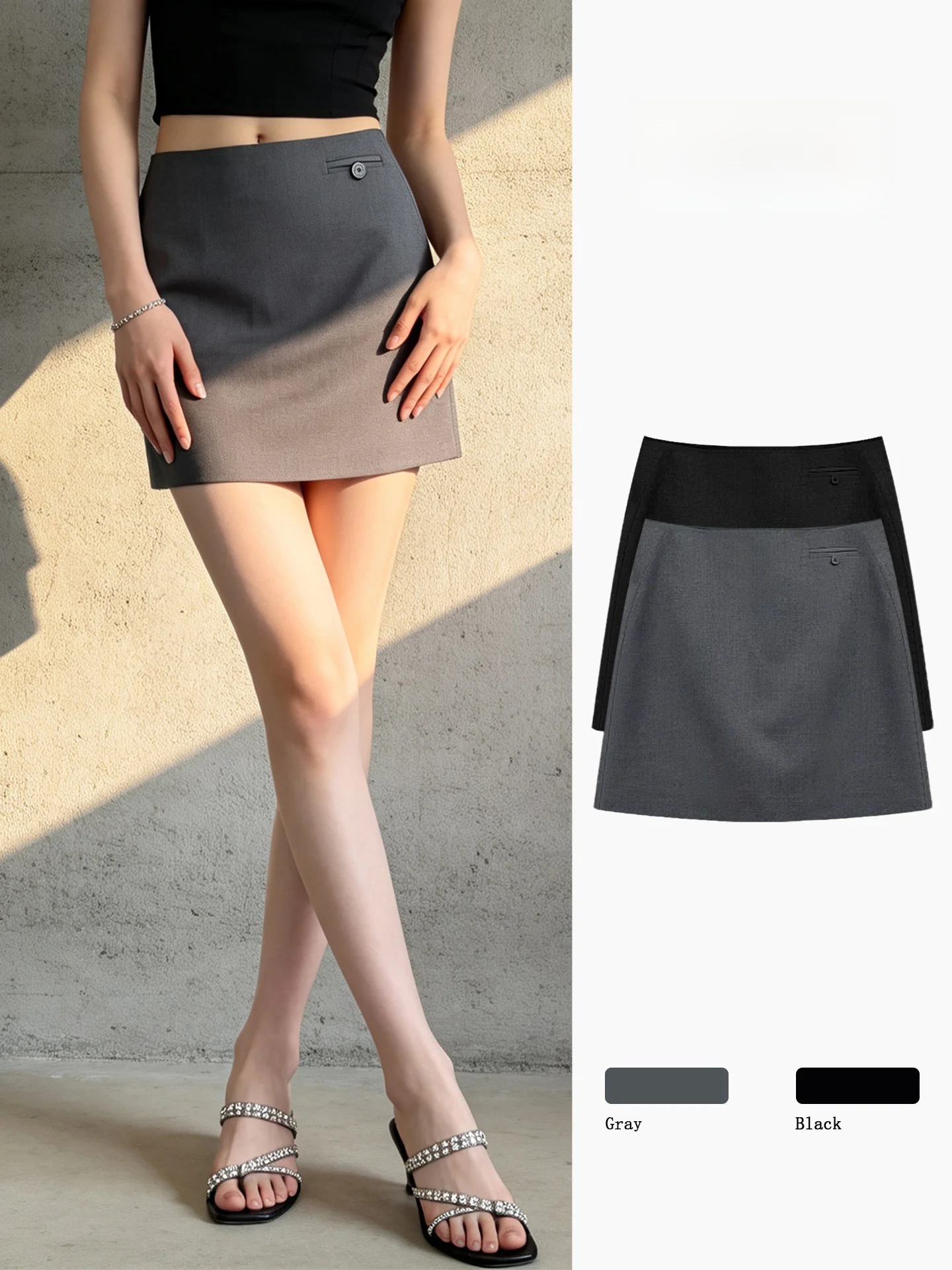Gray High Waist Suit Short Skirt Women's Summer Slimming Versatile Half Skirt Commuting Anti-Light Casual Zipper A-Line Half ...
Gray High Waist Suit Short Skirt Women's Summer Slimming Versatile Half Skirt Commuting Anti-Light Casual Zipper A-Line Half ...