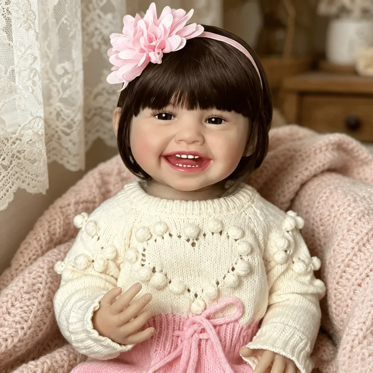 BZDOLL 55 CM Reborn Baby Doll, Full Soft Vinyl Princess Girl Doll with Heart Knit Sweater, Lifelike Toddler Doll for Children
BZDOLL 55 CM Reborn Baby Doll, Full Soft Vinyl Princess Girl Doll with Heart Knit Sweater, Lifelike Toddler Doll for Children