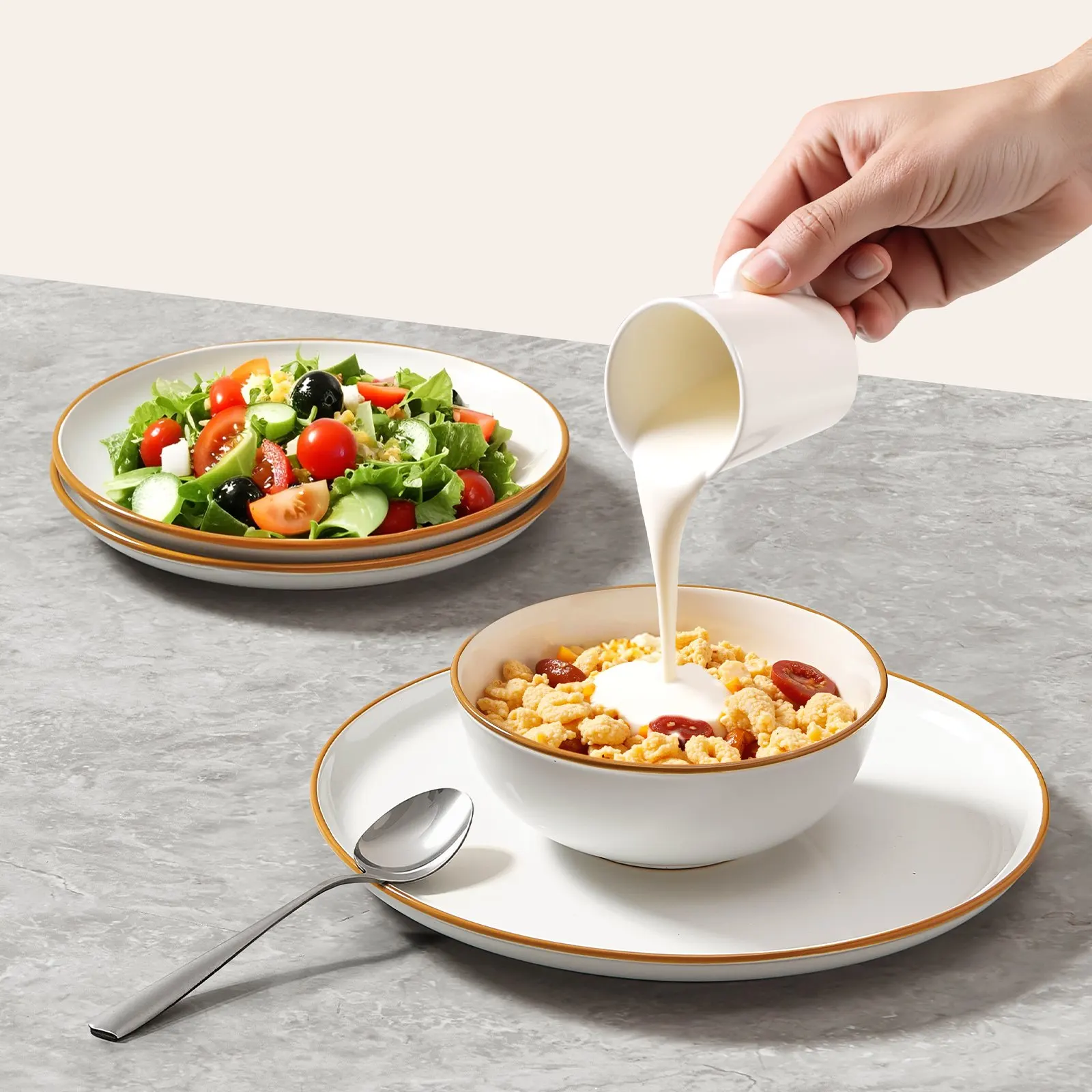 12 PCS Dinnerware Set Ceramic Plates And Bowls Sets Service For 4 White
12 PCS Dinnerware Set Ceramic Plates And Bowls Sets Service For 4 White