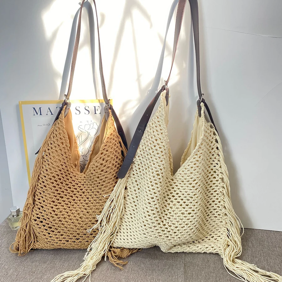 Summer Tassel Commute Shoulder Bags Hollow Out Weaving Tote Bags for Women Beach Vacation Handbags Travel Boho Style Bag Bolsa
Summer Tassel Commute Shoulder Bags Hollow Out Weaving Tote Bags for Women Beach Vacation Handbags Travel Boho Style Bag Bolsa
