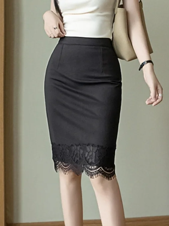OL Career Lace Splicing Anti Exposure Bodycon Skirt Elastic Slimming One Step Half Body Skirt Summer High Waist Zipper Back
OL Career Lace Splicing Anti Exposure Bodycon Skirt Elastic Slimming One Step Half Body Skirt Summer High Waist Zipper Back