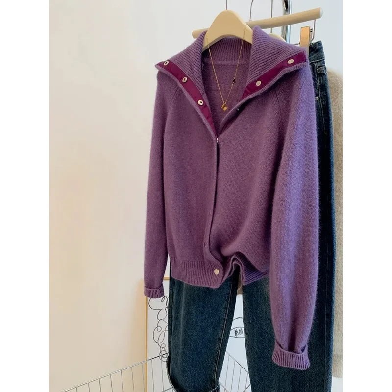 Solid Color Sweater Jacket Turn-down Collar Knitted Cardigan Women's Autumn Winter New Loose Single Breasted Sweaters Overcoat
Solid Color Sweater Jacket Turn-down Collar Knitted Cardigan Women's Autumn Winter New Loose Single Breasted Sweaters Overcoat