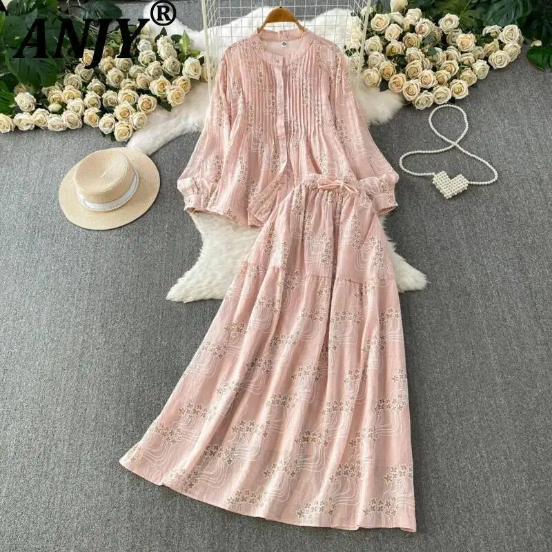 ANJY Spring Summer New Women French Style Elegant Floral O-Neck Pleated Long Sleeves Shirt Stylish Loose A-Line Skirt Set A23927
ANJY Spring Summer New Women French Style Elegant Floral O-Neck Pleated Long Sleeves Shirt Stylish Loose A-Line Skirt Set A23927