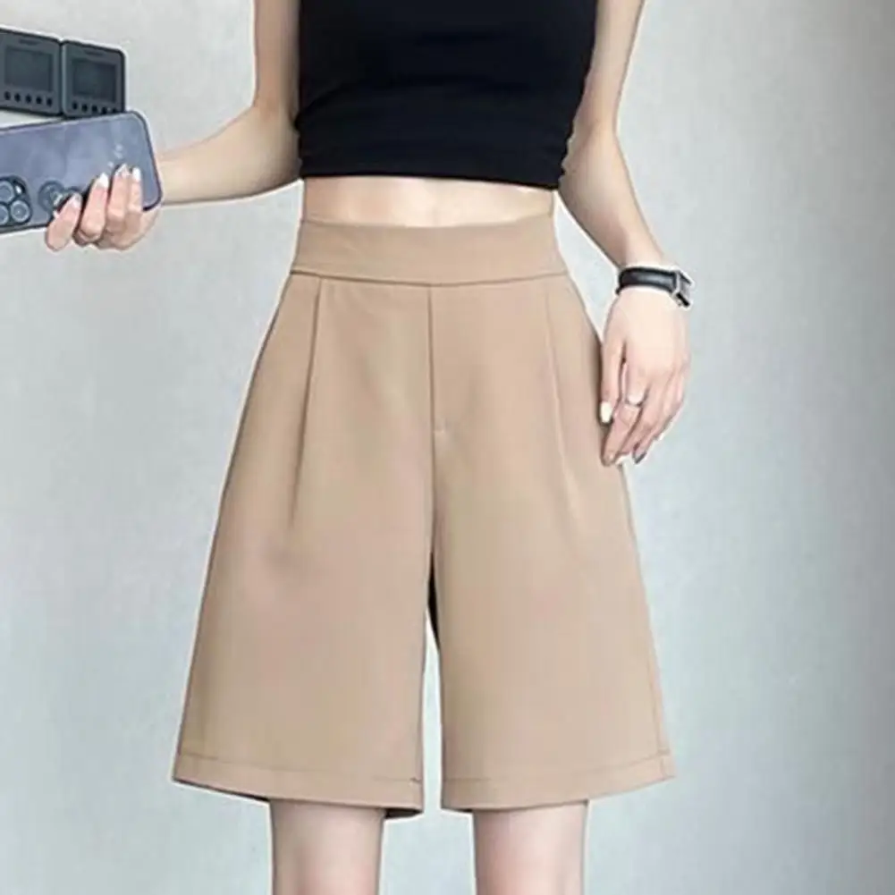 Elastic Waist Trousers High Waist A-line Summer Shorts with Pockets for Women Breathable Knee Length Pants Solid for Comfort
Elastic Waist Trousers High Waist A-line Summer Shorts with Pockets for Women Breathable Knee Length Pants Solid for Comfort