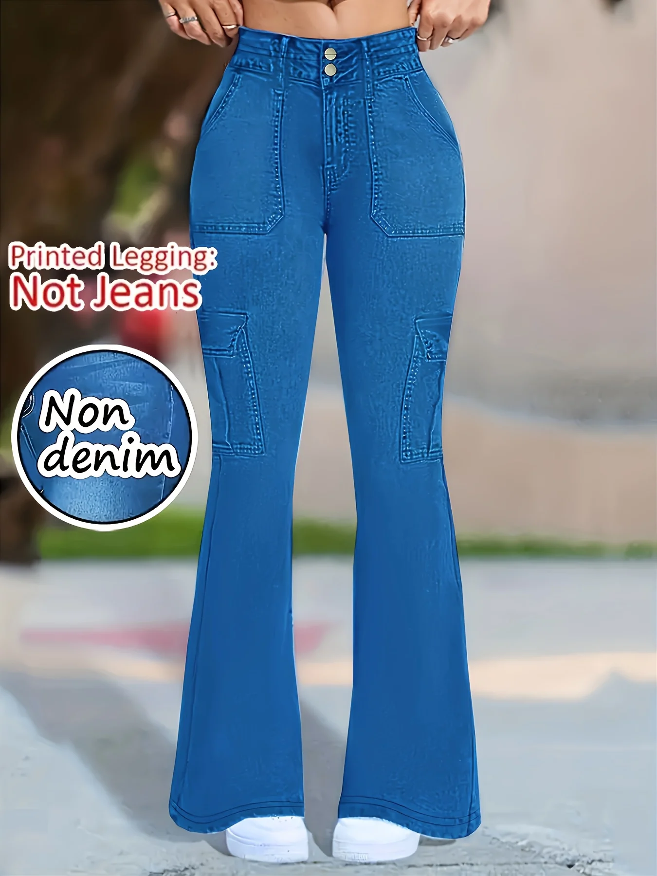 printed-legging-not-denim-fabric -Women's faux denim flare pants,Denim printed women's full-length flare pants
printed-legging-not-denim-fabric -Women's faux denim flare pants,Denim printed women's full-length flare pants