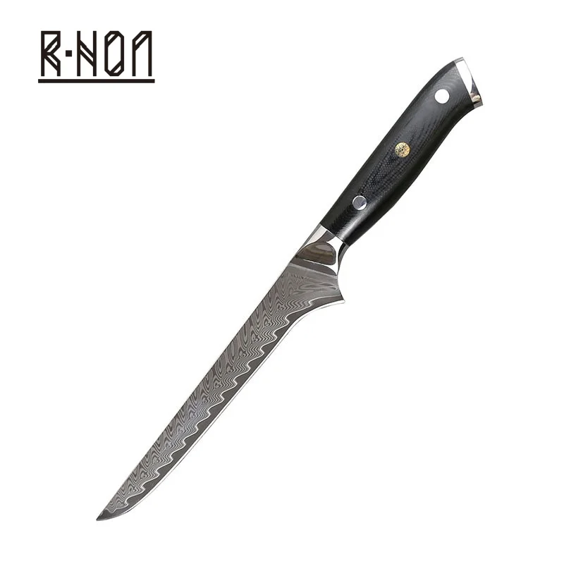RHON 6inch VG10Steel Boning Knife 67Layers Damascus Steel Slaughtering and Cutting Meat Vegetable Kitchen Knives with G10 Handle
RHON 6inch VG10Steel Boning Knife 67Layers Damascus Steel Slaughtering and Cutting Meat Vegetable Kitchen Knives with G10 Handle