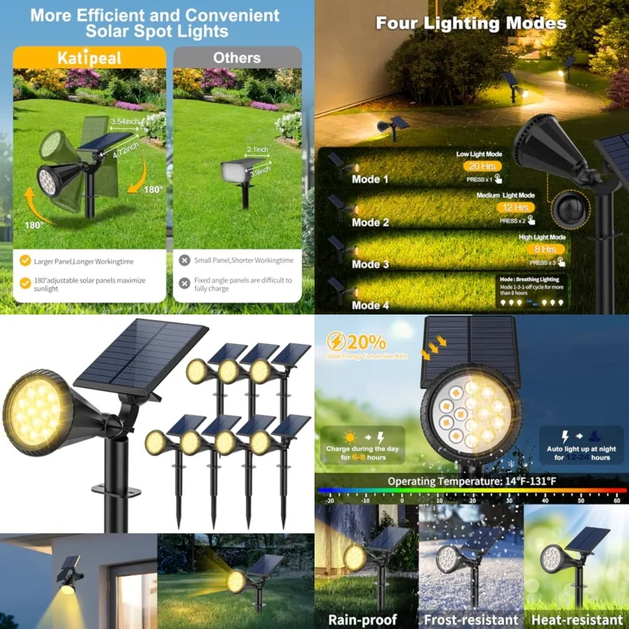Solar Spot Lights Outdoor, 4 Modes/ Solar Spotlights Waterproof, 180° Adjustable Powered Landscape Lights, Outdoor Solar Lights
Solar Spot Lights Outdoor, 4 Modes/ Solar Spotlights Waterproof, 180° Adjustable Powered Landscape Lights, Outdoor Solar Lights